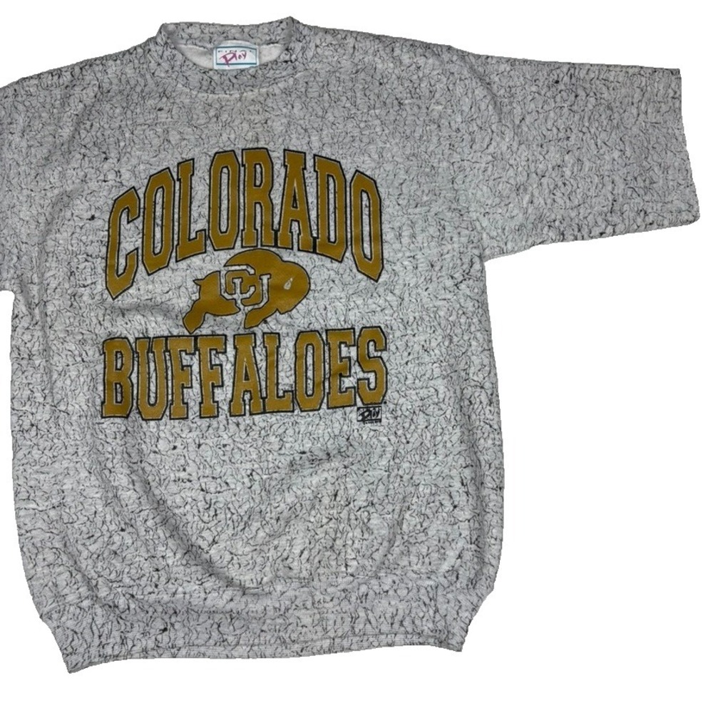 Vintage 80s Colorado Buffaloes Sweatshirt Medium Gray Boxy‎ Cropped CU Football